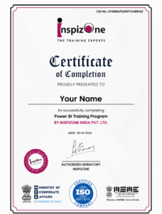 InspizOne Power BI Completion Certificate